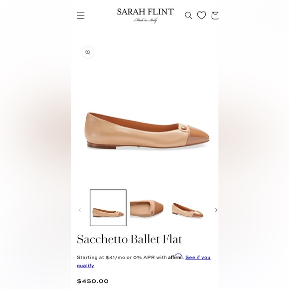 Sarah Flint Ballet Sachetto Flat size US 10 Color Sand Nappa - Picture 17 of 17